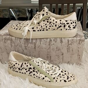 Madewell Women's Sz 7 Real Fur Cow Print Sneakers